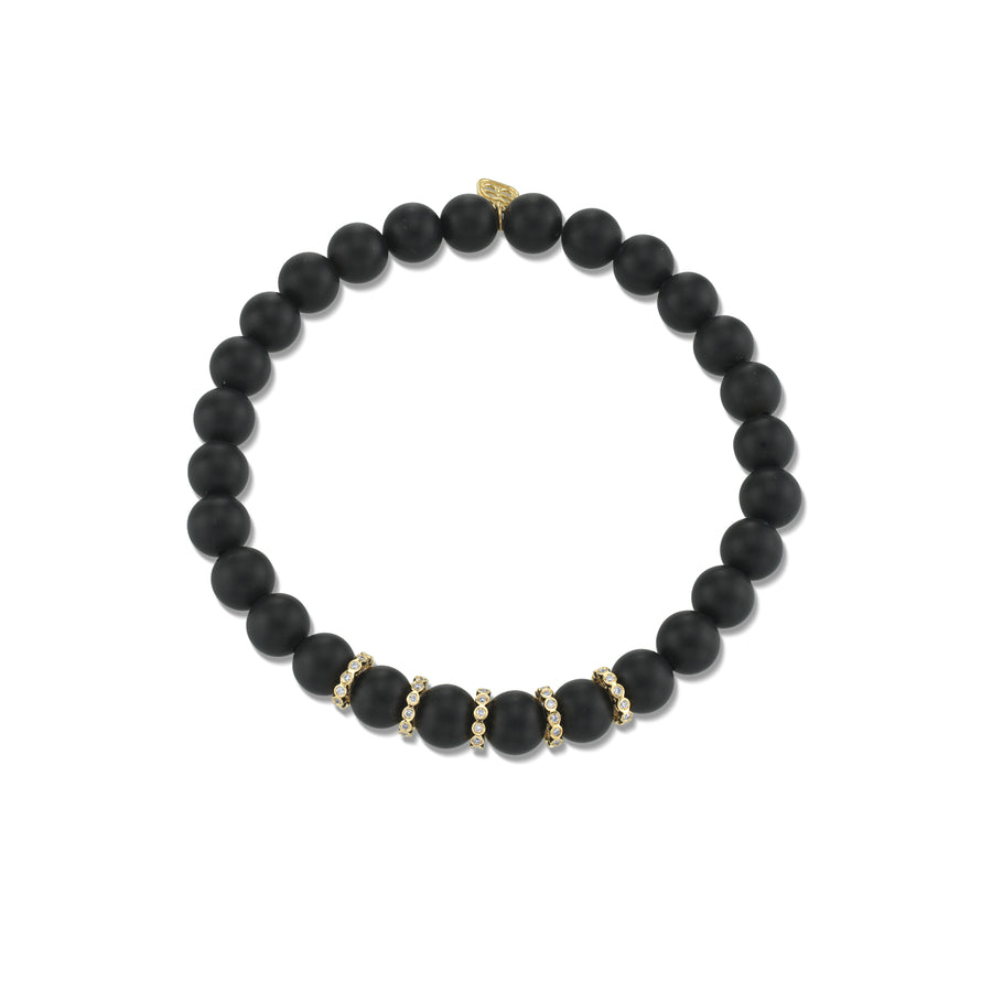 Gold & Diamond Multi-Rondelle on Onyx - Sydney Evan Fine Jewelry