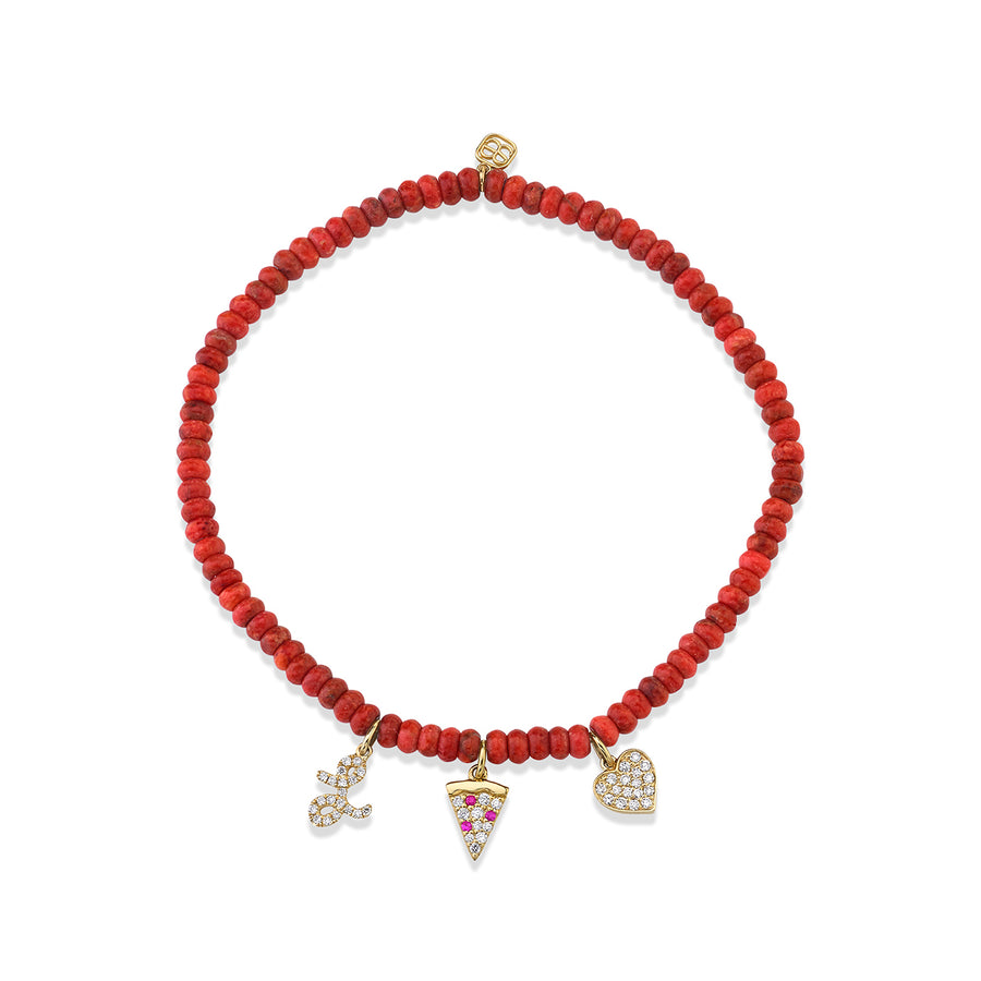 Gold & Diamond Pizza Lover Multi-Charm Bracelet - Sydney Evan Fine Jewelry