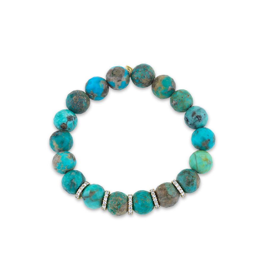 Gold & Diamond Multi-Rondelle on Matrix Turquoise - Sydney Evan Fine Jewelry