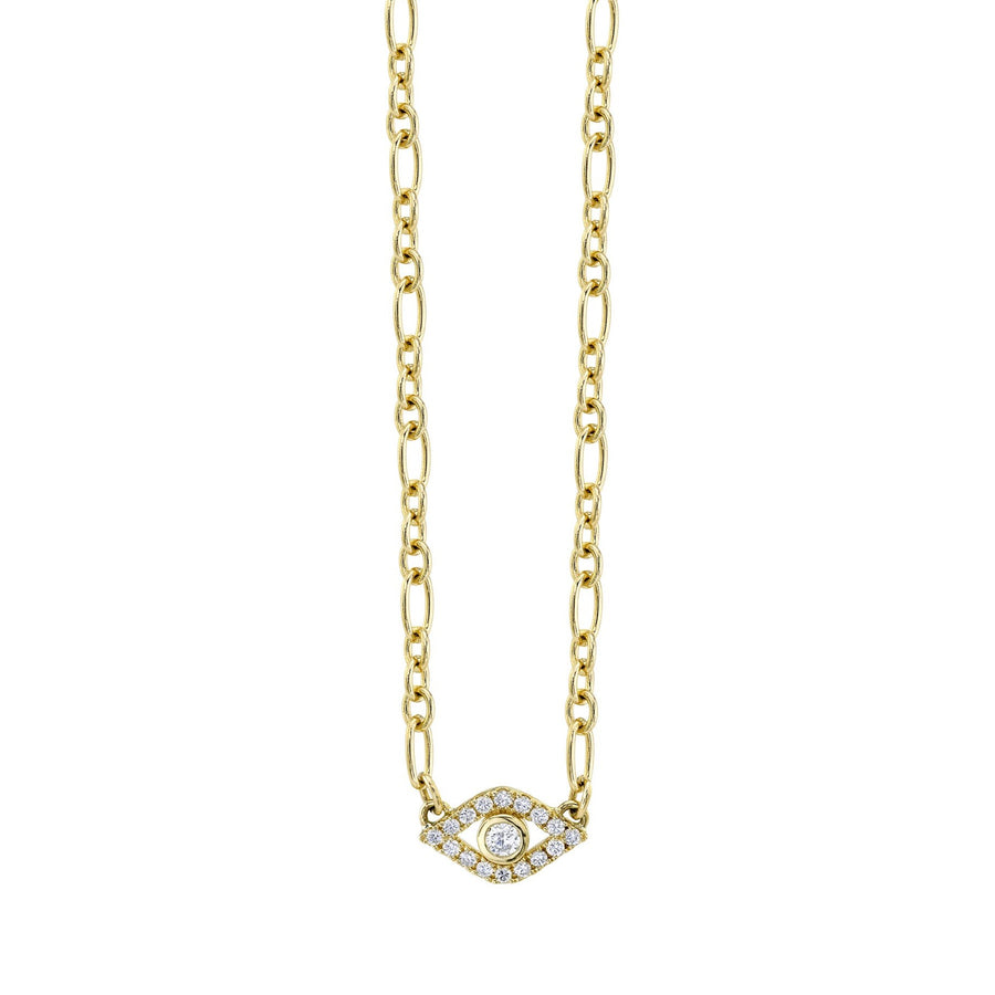 Gold & Diamond Extra Large Bezel Evil Eye Necklace - Sydney Evan Fine Jewelry