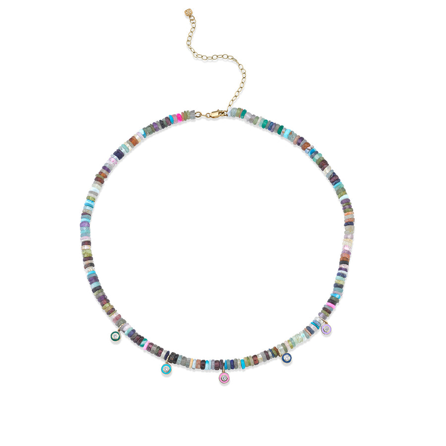 Sydney Evan 14K Gold Multi-Charm Rainbow Necklace