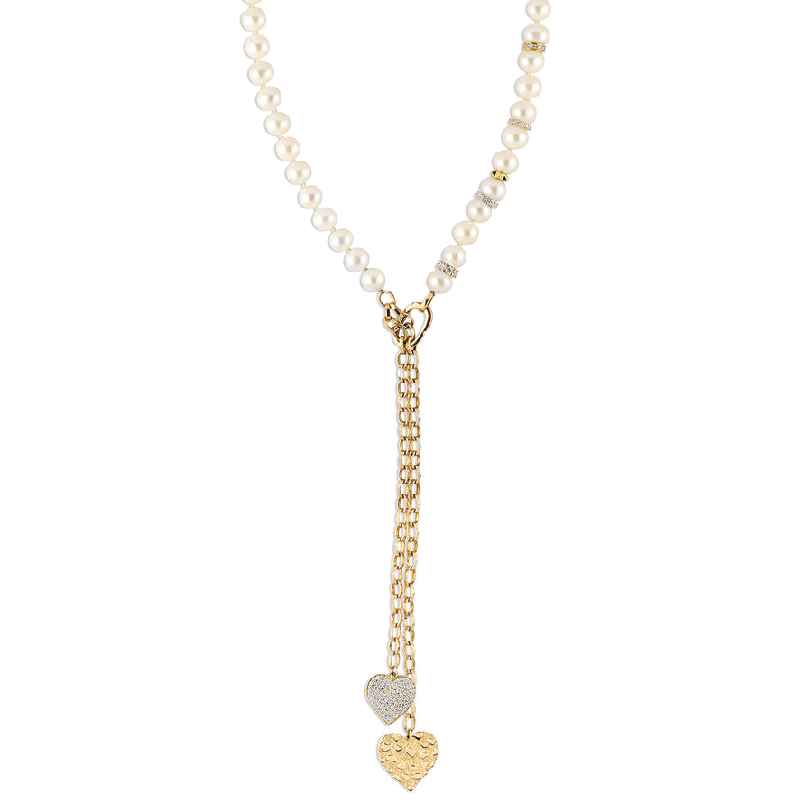 Gold & Diamond Pearl Heart Necklace - Sydney Evan Fine Jewelry