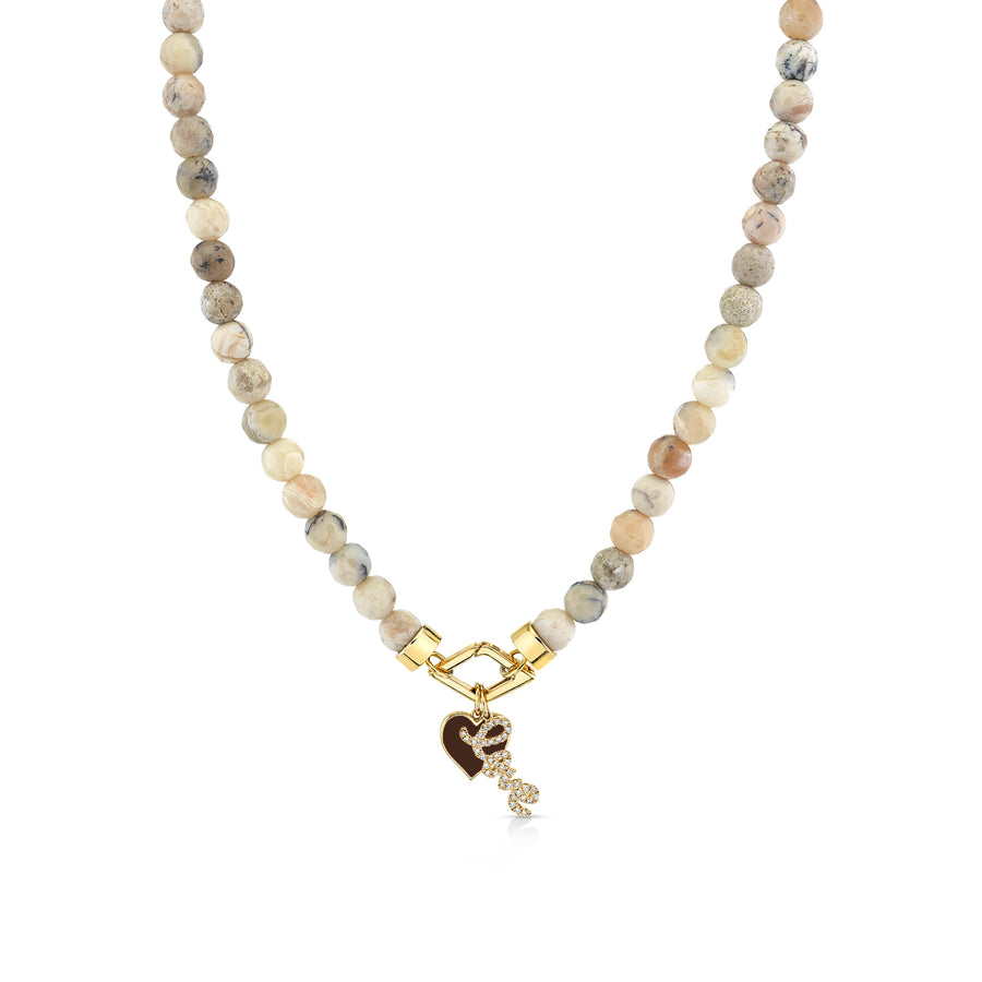Gold & Diamond Love & Heart African Opal Necklace - Sydney Evan Fine Jewelry