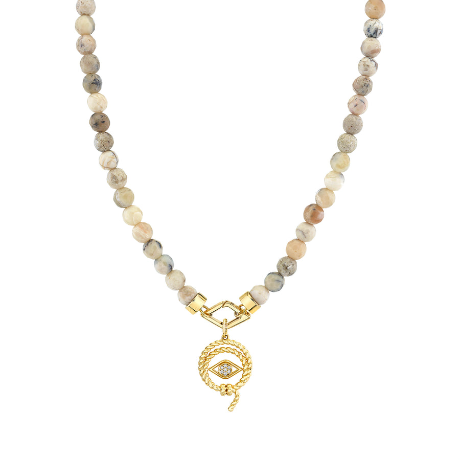 Gold & Diamond Evil Eye Lasso African Opal Necklace - Sydney Evan Fine Jewelry
