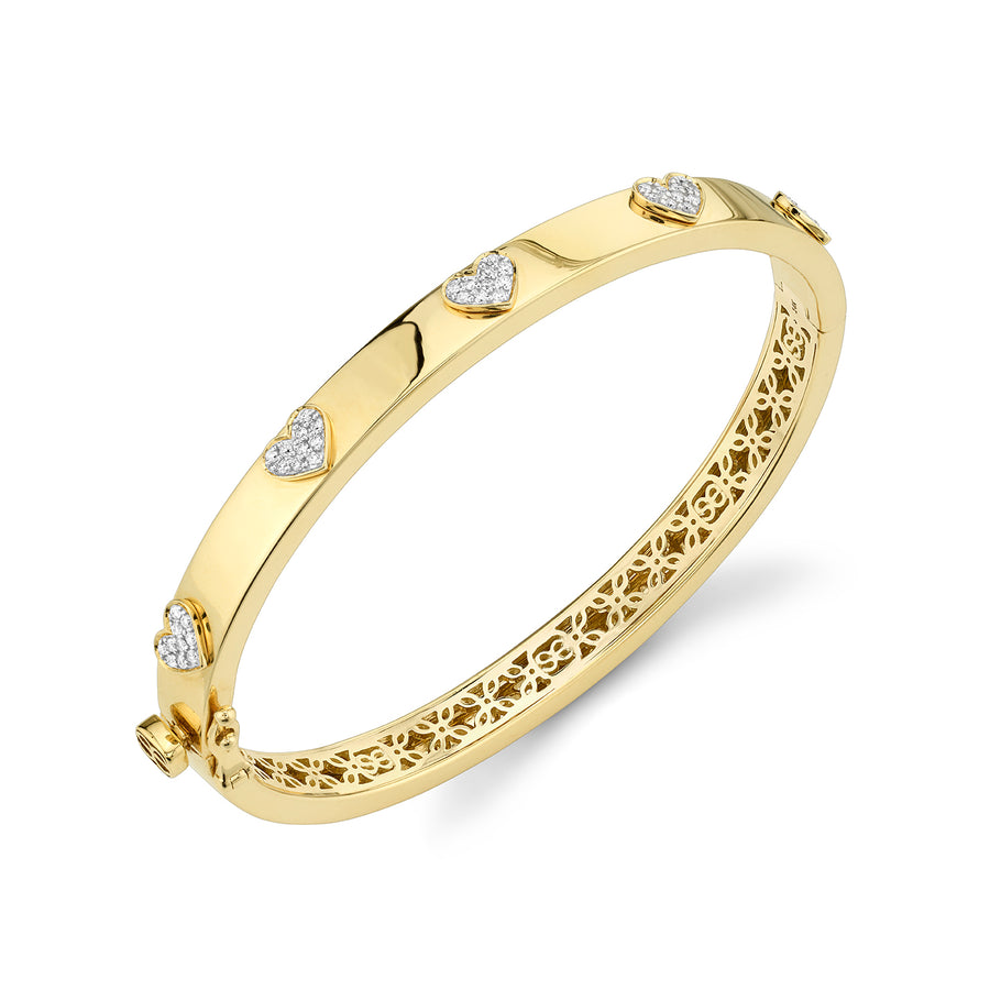 Gold & Diamond Multi Heart Bangle - Sydney Evan Fine Jewelry