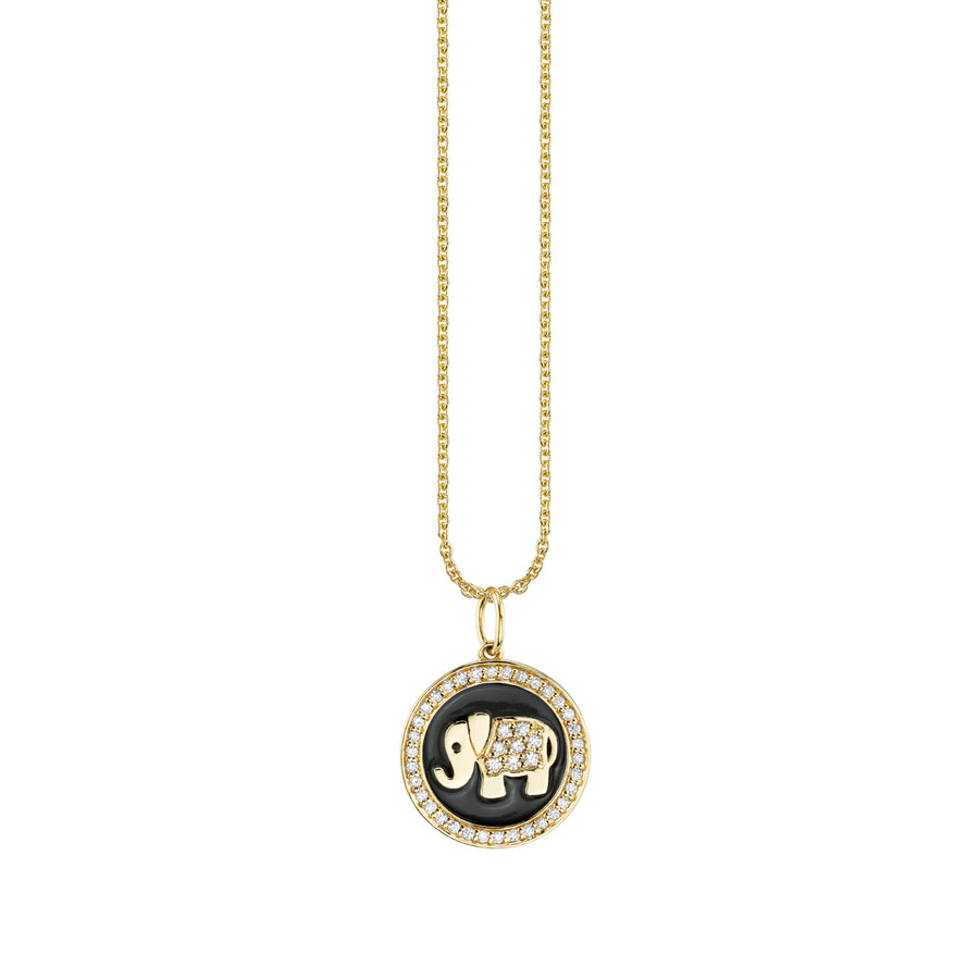 Gold & Diamond Enamel Elephant Medallion Charm - Sydney Evan Fine Jewelry