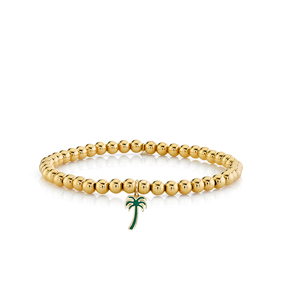 Gold & Enamel Palm Tree on Gold Beads - Sydney Evan Fine Jewelry