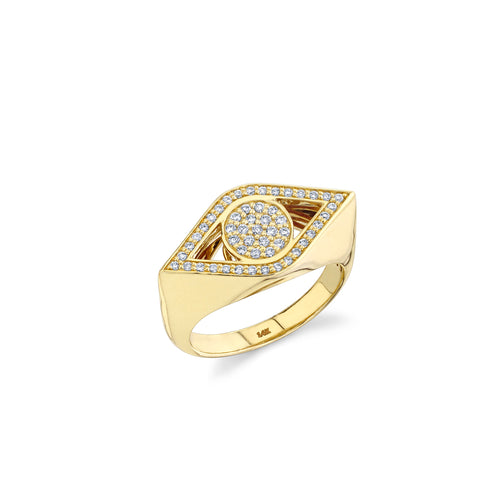 Shop Sydney Evan 14k Gold & Diamond Love Script Block Signet Ring