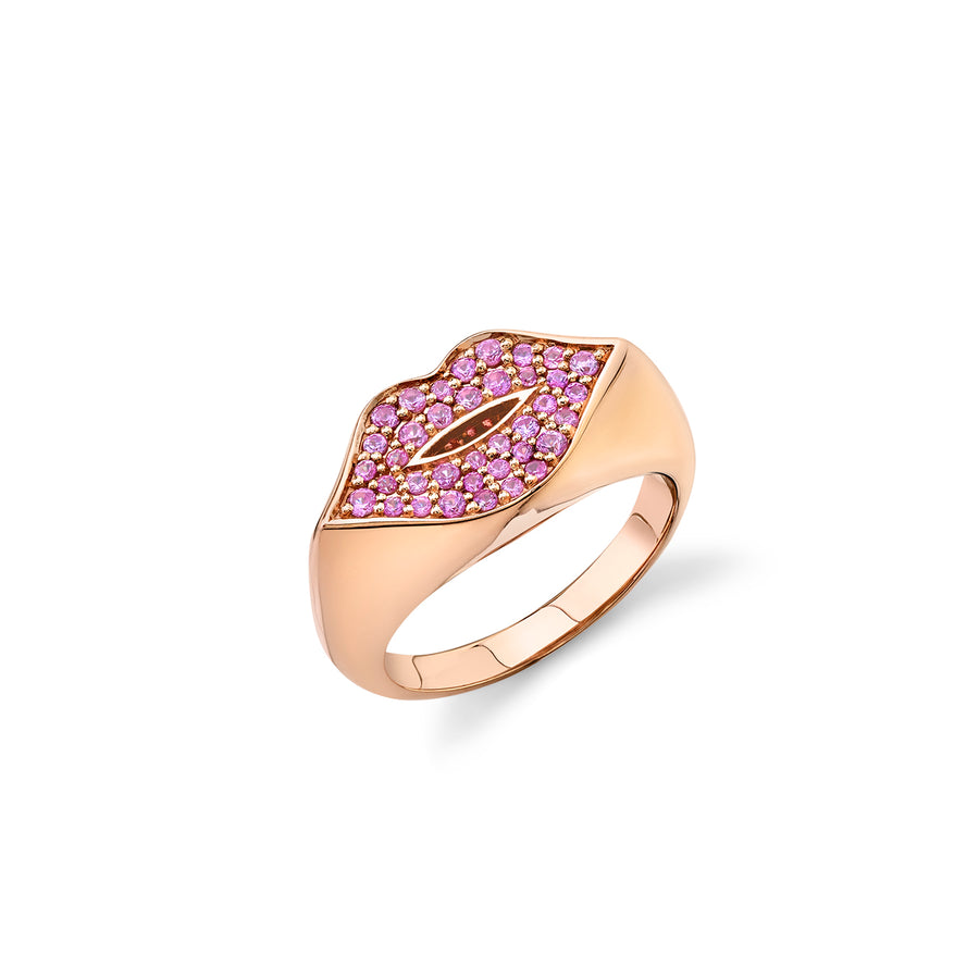 Gold & Pink Sapphire Lips Signet Ring - Sydney Evan Fine Jewelry