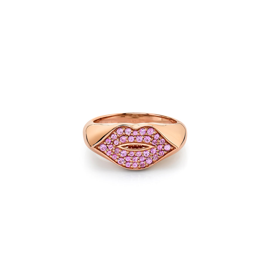 Gold & Pink Sapphire Lips Signet Ring - Sydney Evan Fine Jewelry