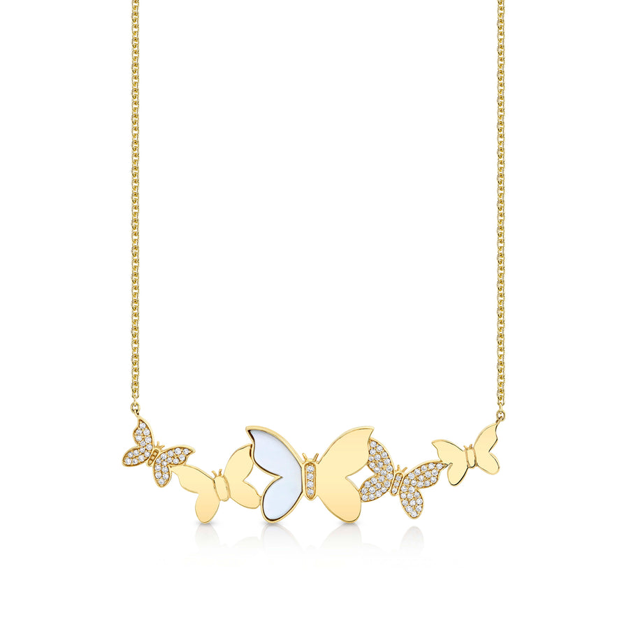 Gold & Diamond Large Butterfly Cluster Necklace - Sydney Evan Fine Jewelry
