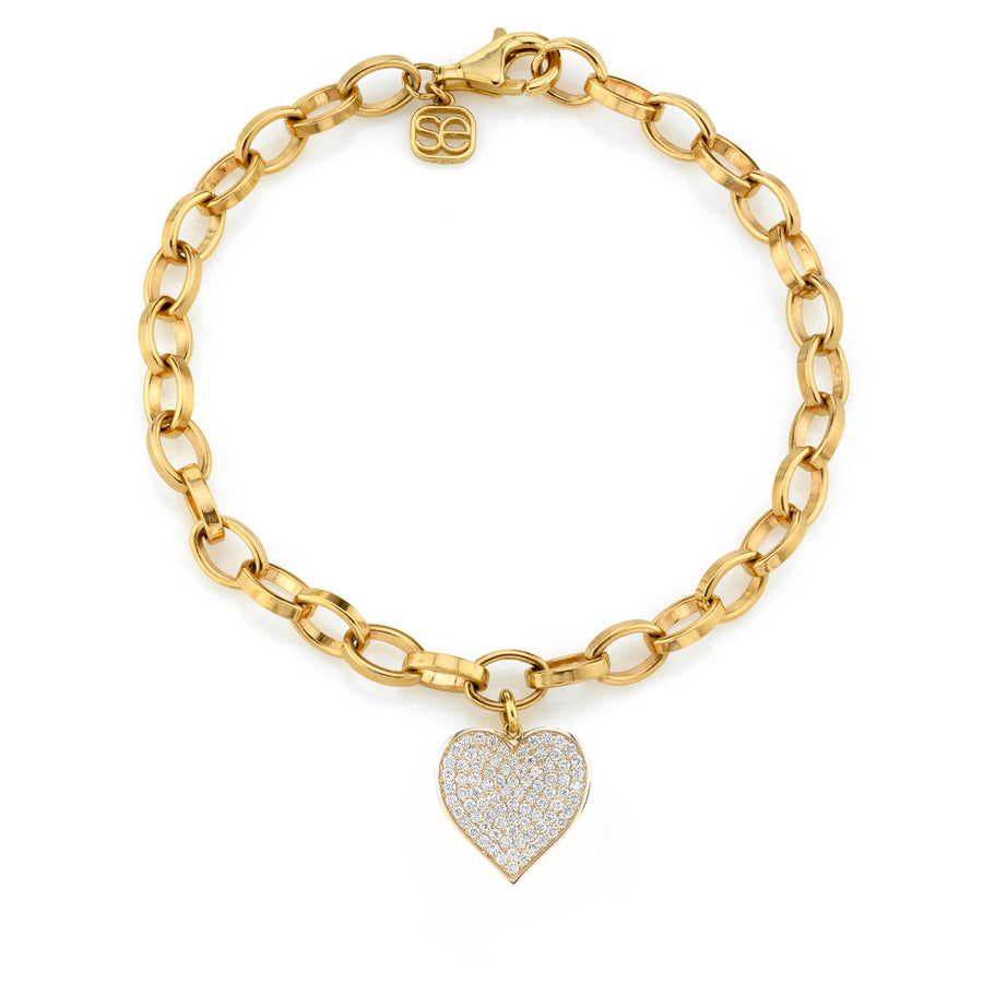 Gold & Diamond Large Heart Bracelet - Sydney Evan Fine Jewelry
