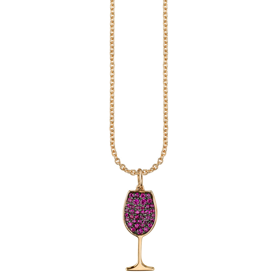 Gold & Ruby Wine Glass Charm - Sydney Evan Fine Jewelry