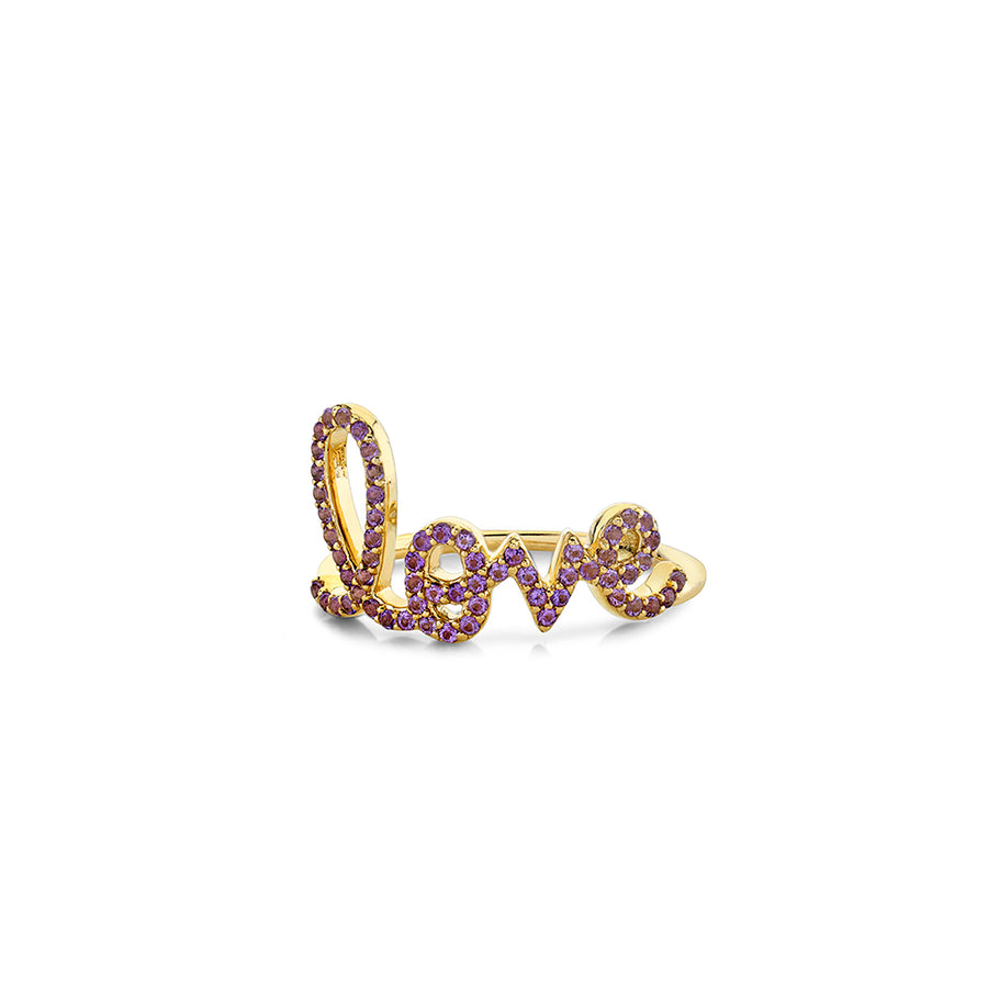 Gold & Pavé Amethyst Large Love Ring - Sydney Evan Fine Jewelry