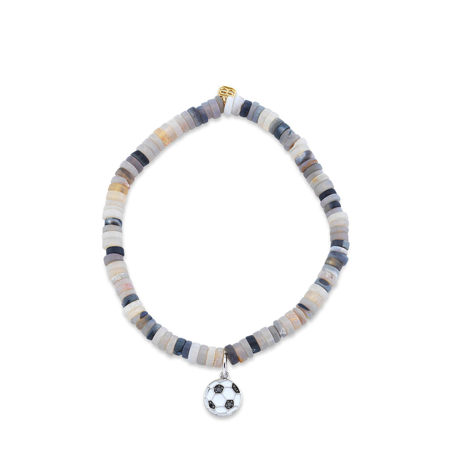 Kids Collection Gold & Diamond Soccer Ball on Australian Opal Heishi - Sydney Evan Fine Jewelry