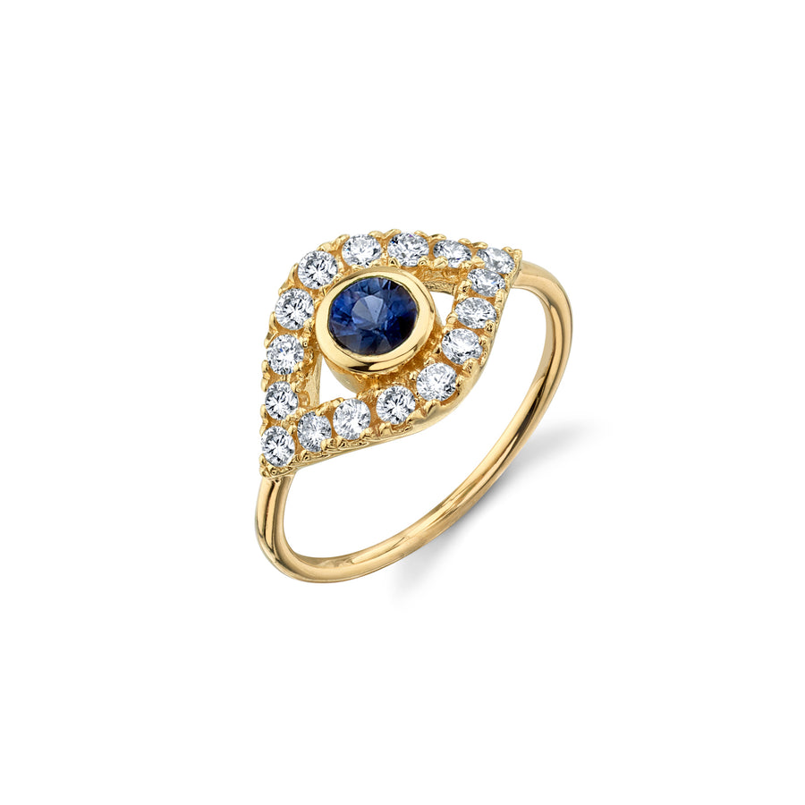 Tiara 10k Gold 1/3 Carat T.W. Blue & White Diamond Evil Eye Ring