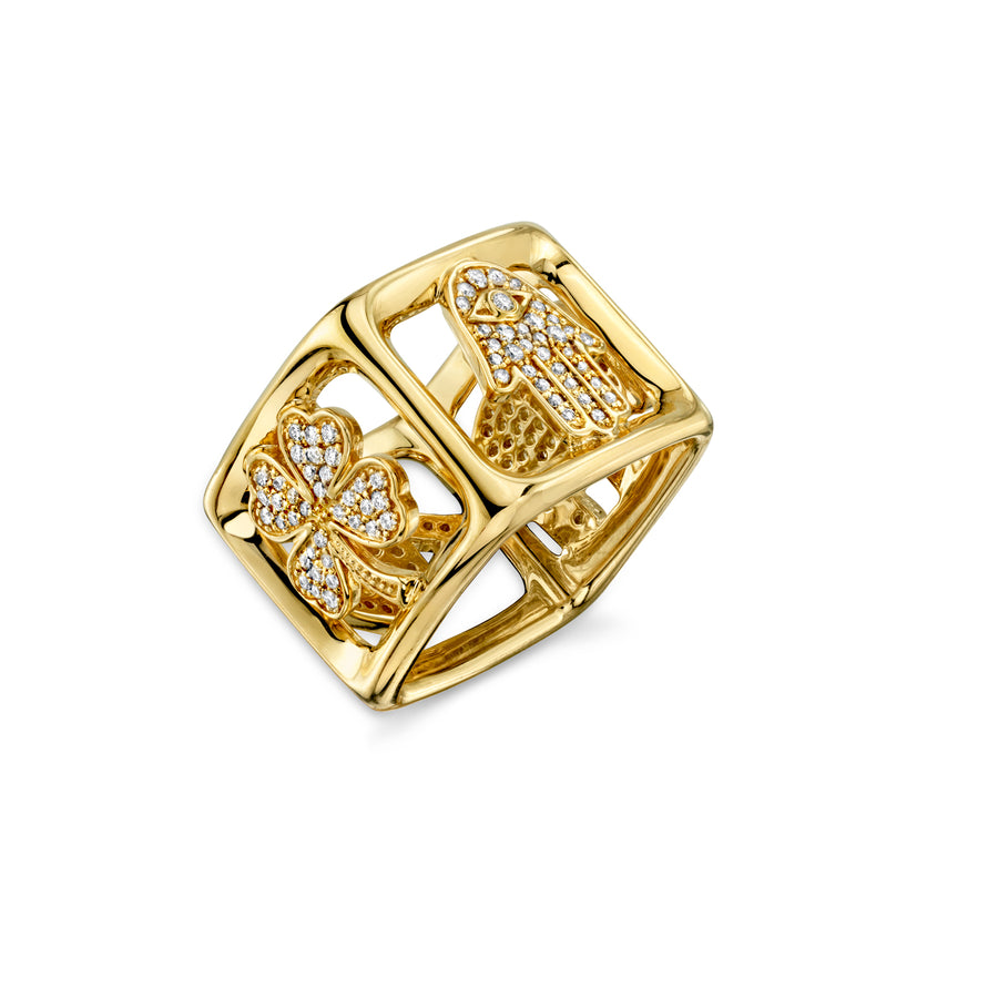 Gold & Diamond Luck Block Ring - Sydney Evan Fine Jewelry