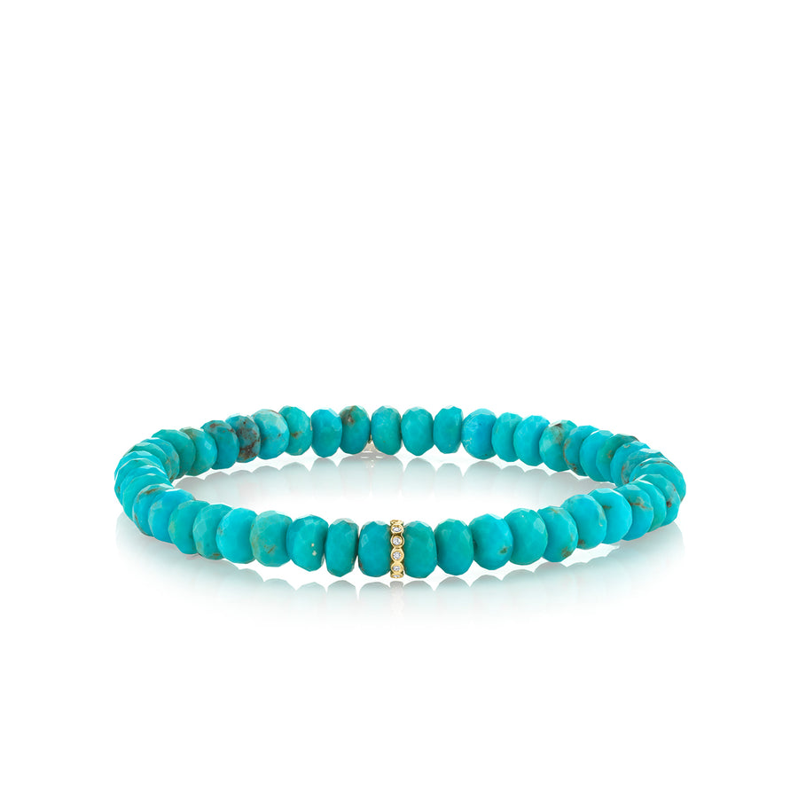 Gold & Diamond Rondelle on Turquoise - Sydney Evan Fine Jewelry