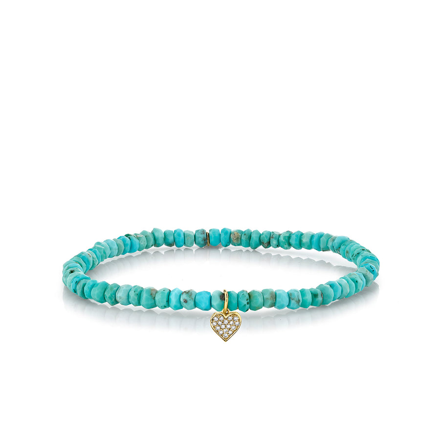 Gold & Diamond Baby Heart on Turquoise - Sydney Evan Fine Jewelry