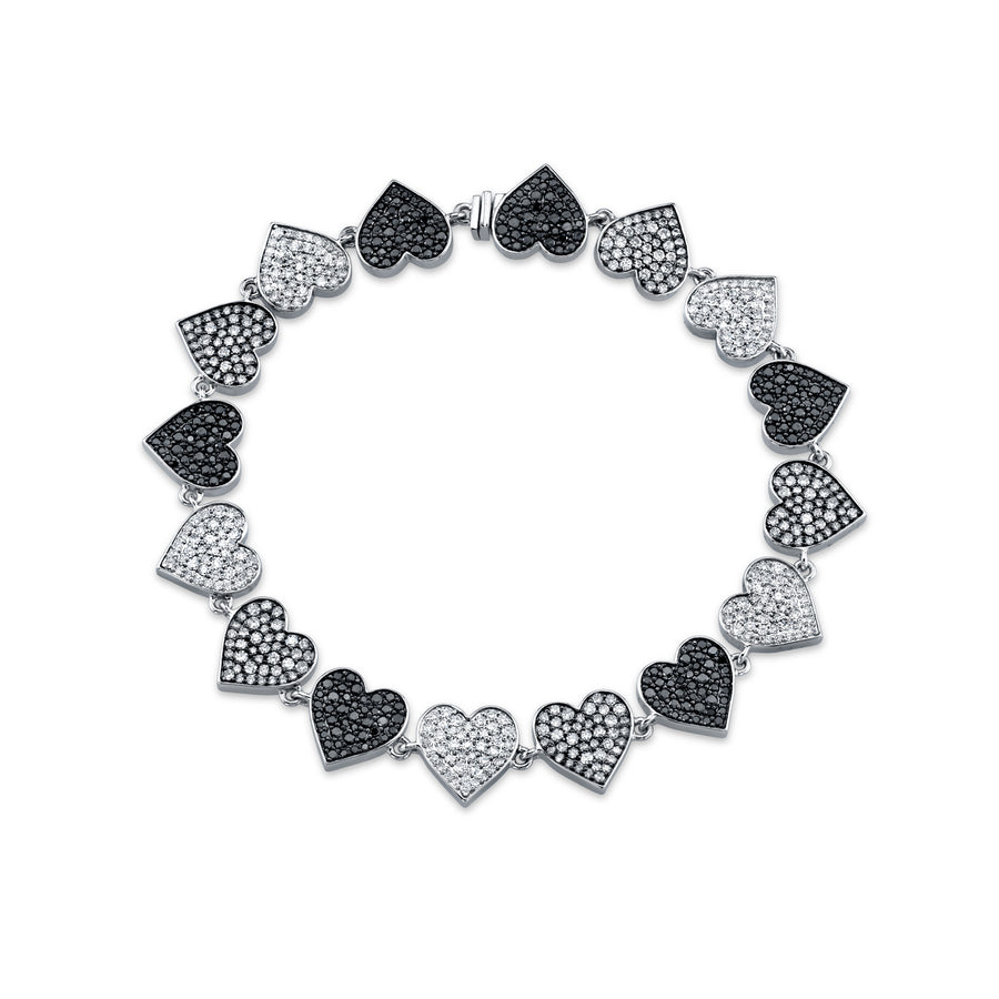Two-Tone Gold & Diamond Heart Eternity Bracelet - Sydney Evan Fine Jewelry