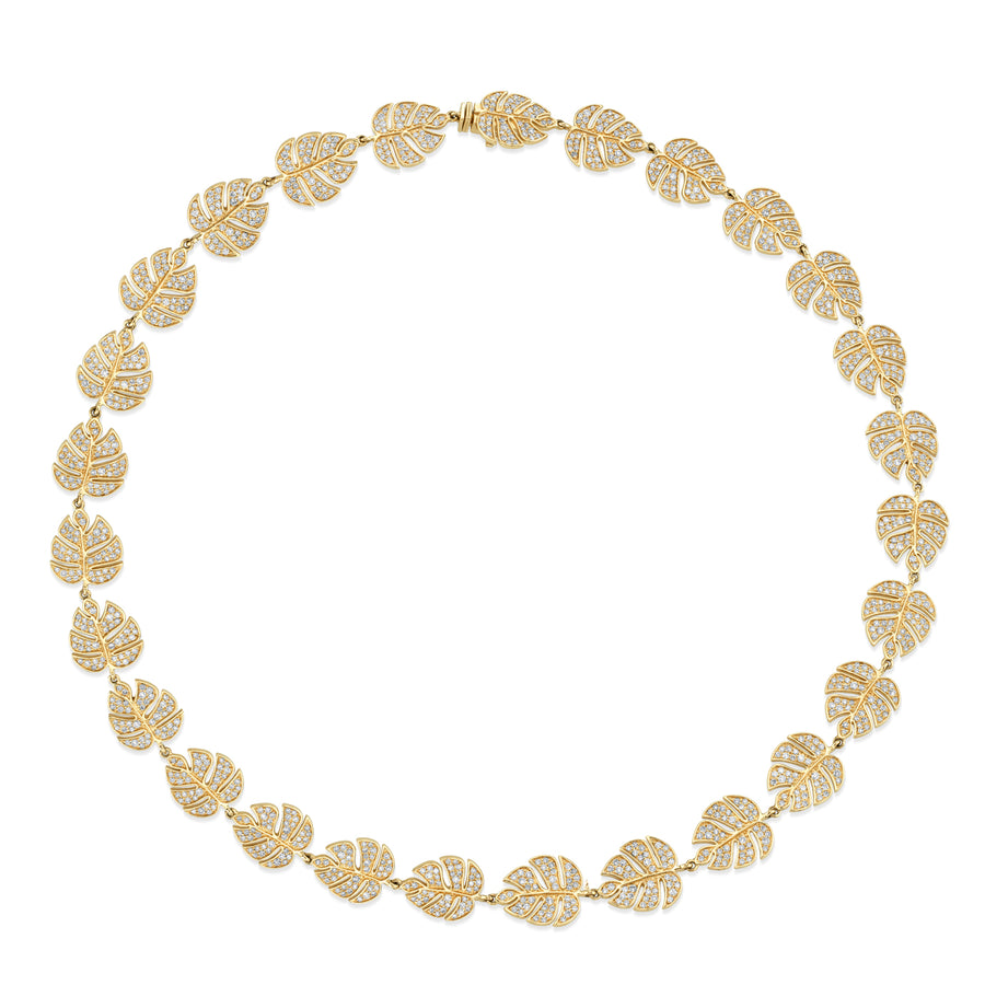 Gold & Diamond Monstera Leaf Eternity Necklace - Sydney Evan Fine Jewelry