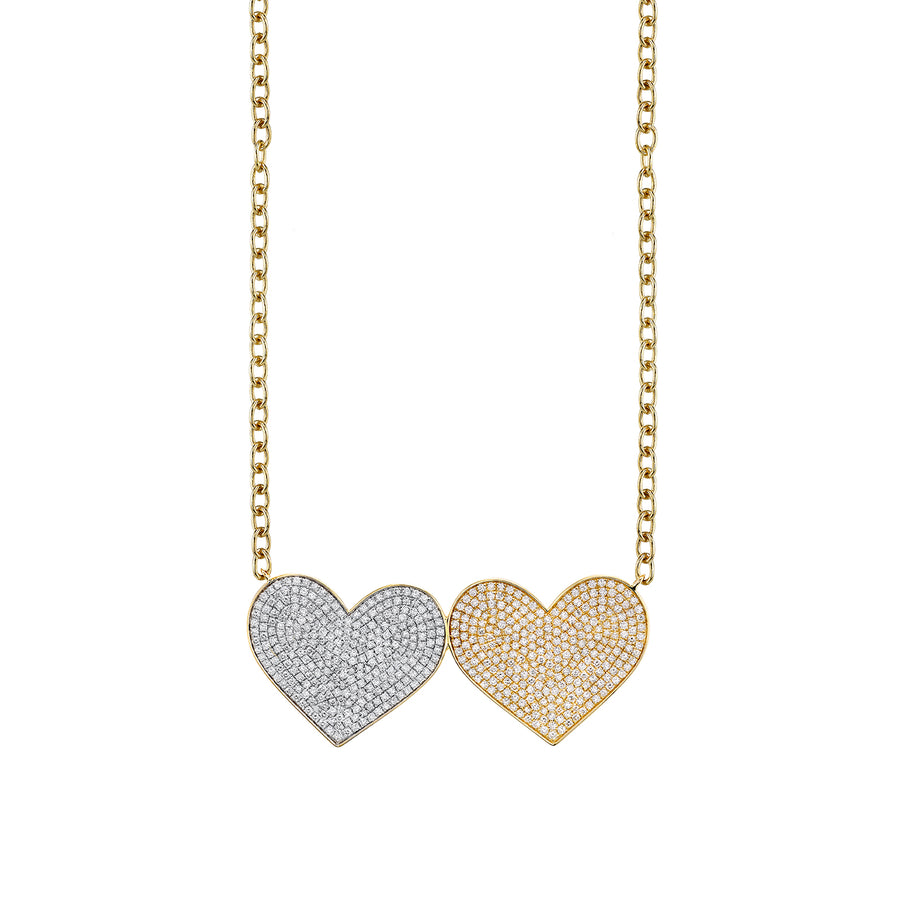 Gold & Diamond Supersize Double Heart Necklace - Sydney Evan Fine Jewelry