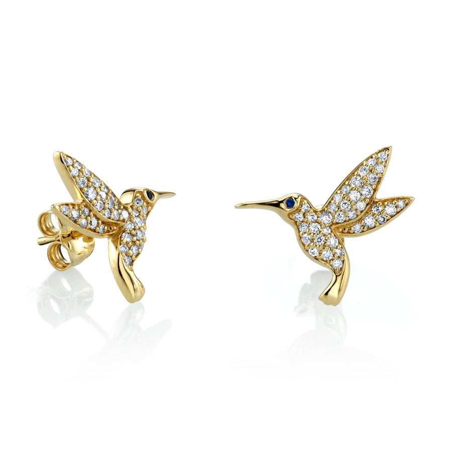 Gold & Diamond Large Hummingbird Stud - Sydney Evan Fine Jewelry