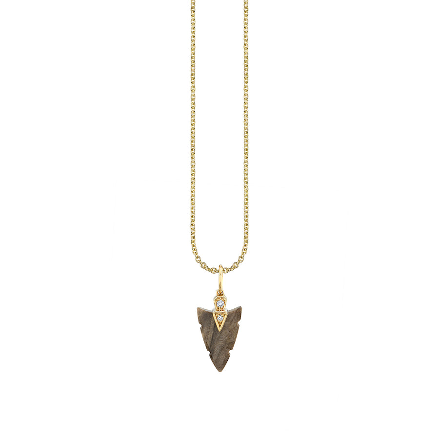 Men's Collection Gold & Diamond Small Carved Arrowhead Charm - Sydney Evan Fine Jewelry