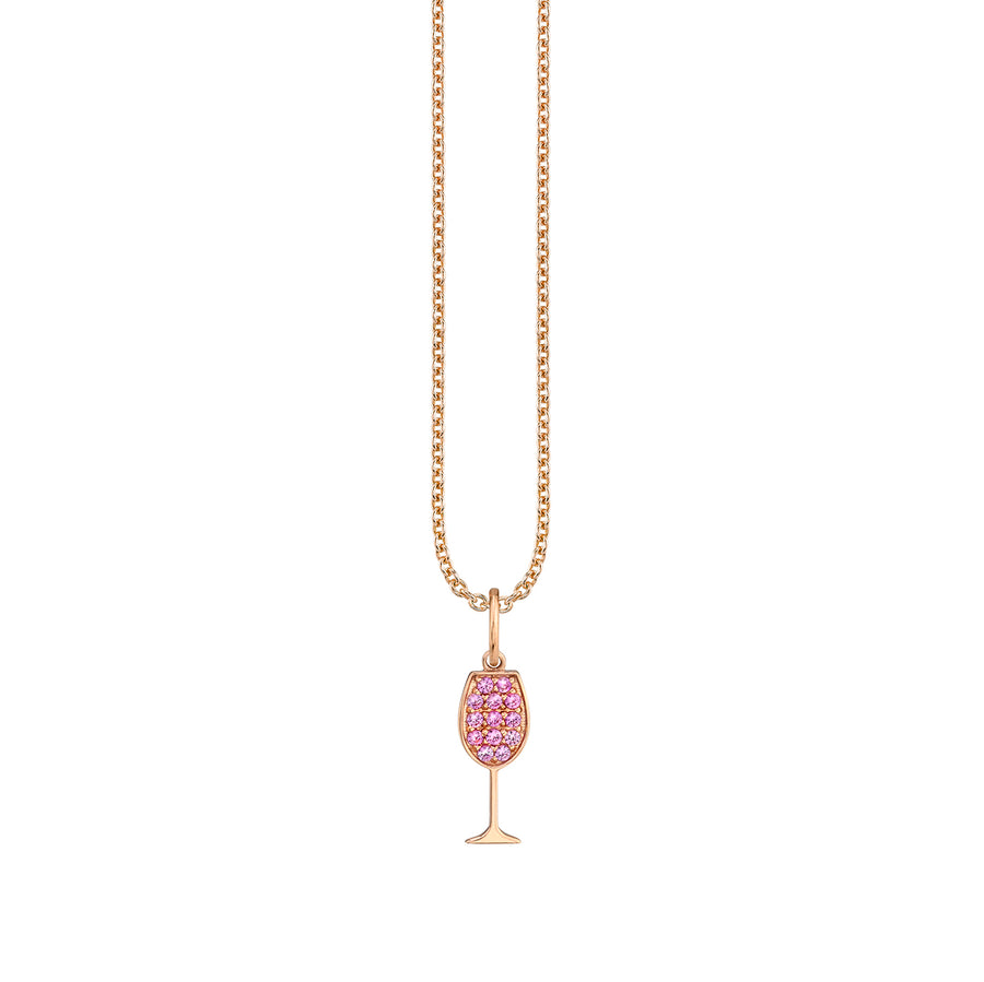 Rose Gold & Pink Sapphire Tiny Wine Glass Charm - Sydney Evan Fine Jewelry