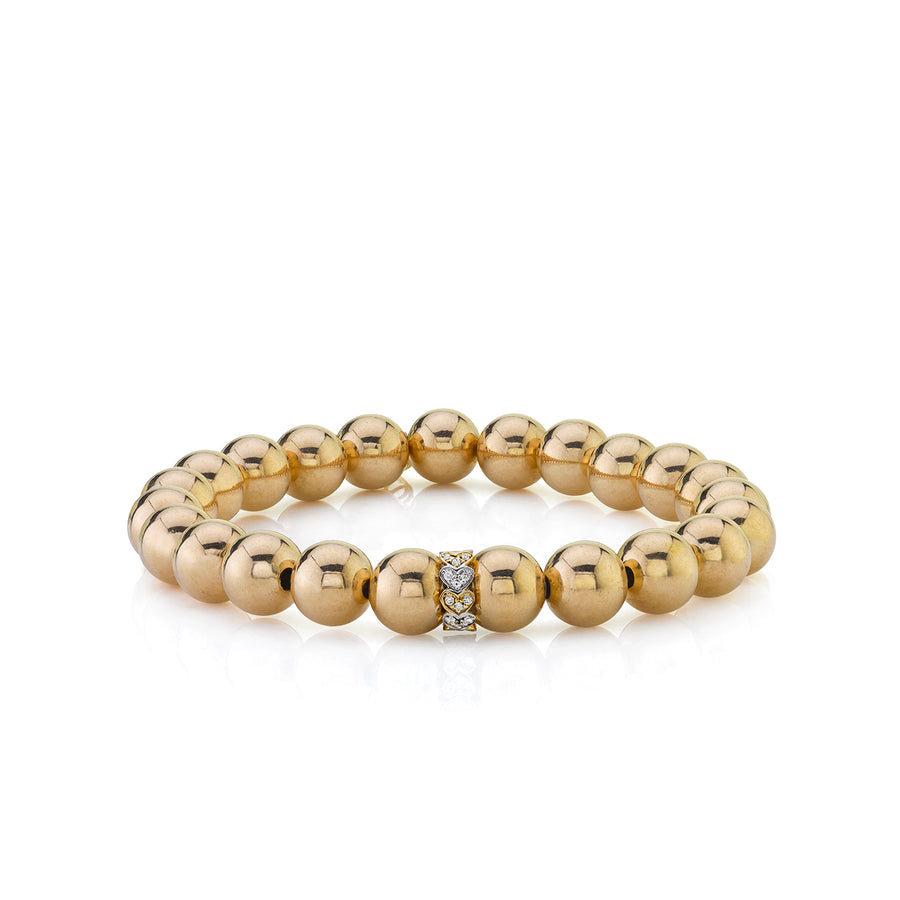 Two-Tone Gold & Diamond Heart Eternity Rondelle on Gold Beads - Sydney Evan Fine Jewelry