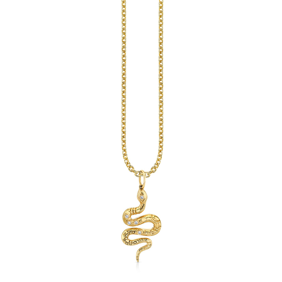 Gold & Diamond Etched Snake Charm - Sydney Evan Fine Jewelry
