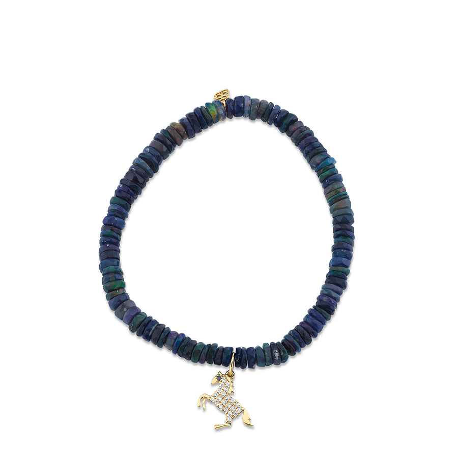 Kids Collection Gold & Diamond Horse on Black-Blue Ethiopian Opal - Sydney Evan Fine Jewelry