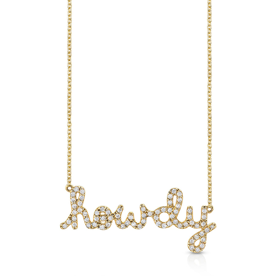 Gold & Diamond Howdy Script Necklace - Sydney Evan Fine Jewelry