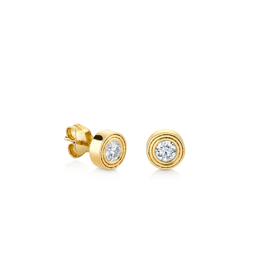 Gold & Diamond Fluted Single Stone Stud - Sydney Evan Fine Jewelry
