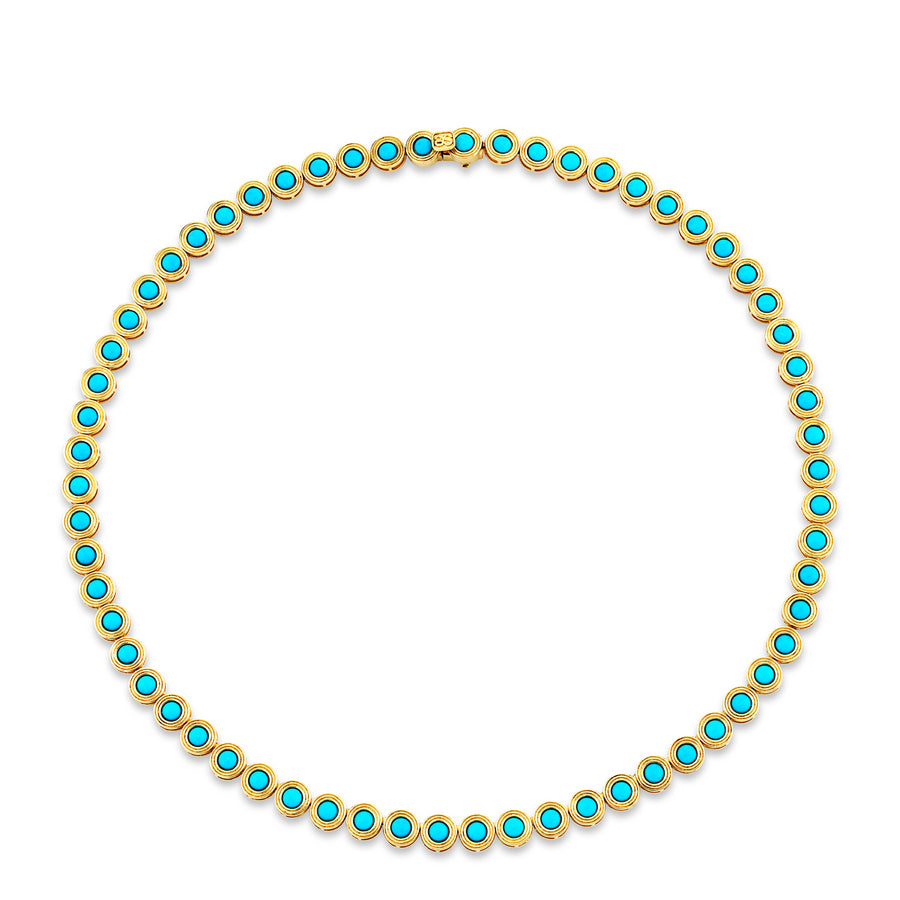Gold & Turquoise Large Fluted Eternity Necklace - Sydney Evan Fine Jewelry