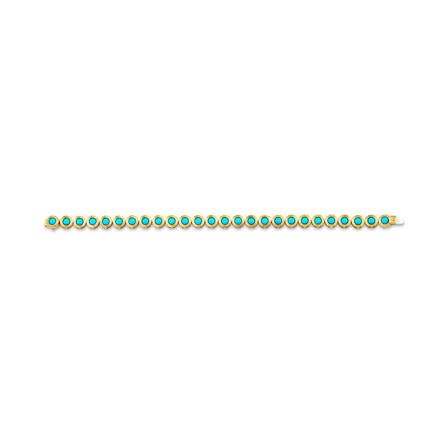 Gold & Turquoise Large Fluted Tennis Bracelet - Sydney Evan Fine Jewelry