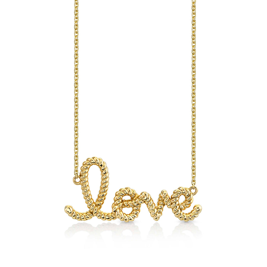 Pure Gold Medium Love Script Rope Necklace - Sydney Evan Fine Jewelry