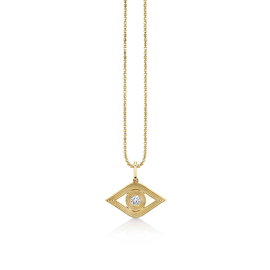 Gold & Diamond Extra Large Fluted Evil Eye Charm - Sydney Evan Fine Jewelry