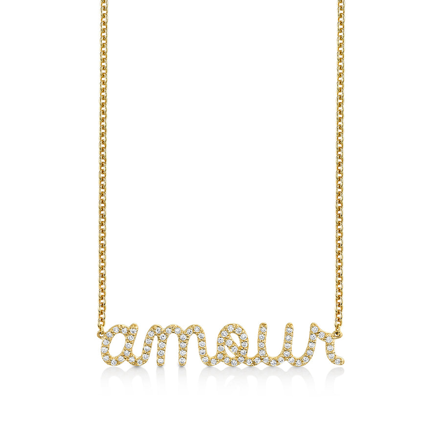 Gold & Diamond Large Amour Script Necklace - Sydney Evan Fine Jewelry