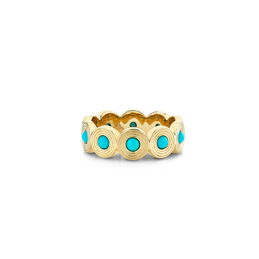 Gold & Turquoise Fluted Eternity Ring - Sydney Evan Fine Jewelry