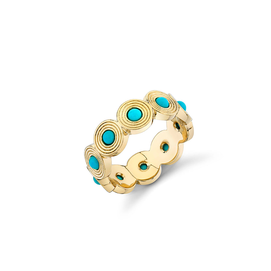 Gold & Turquoise Fluted Eternity Ring - Sydney Evan Fine Jewelry