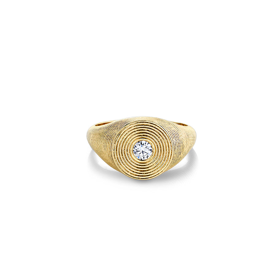Gold & Diamond Large Fluted Signet Ring - Sydney Evan Fine Jewelry