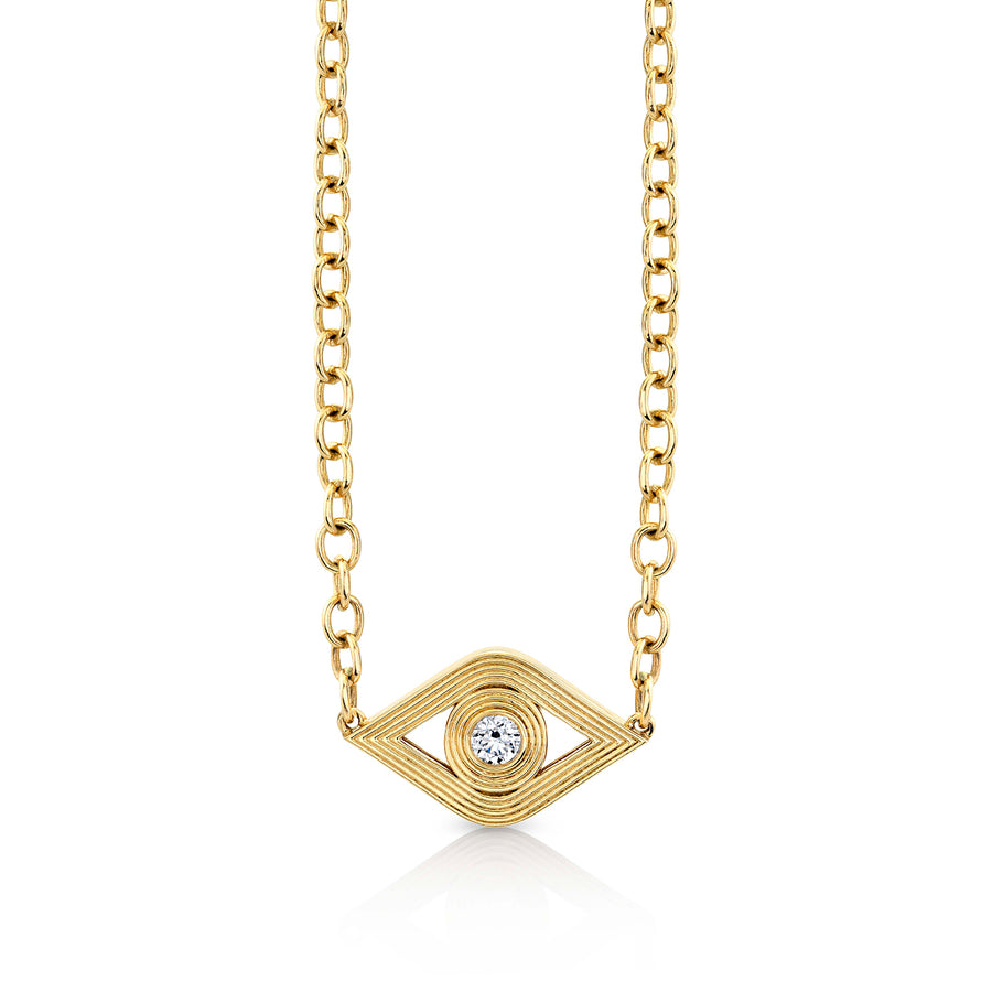 Gold & Diamond Fluted Evil Eye Necklace - Sydney Evan Fine Jewelry