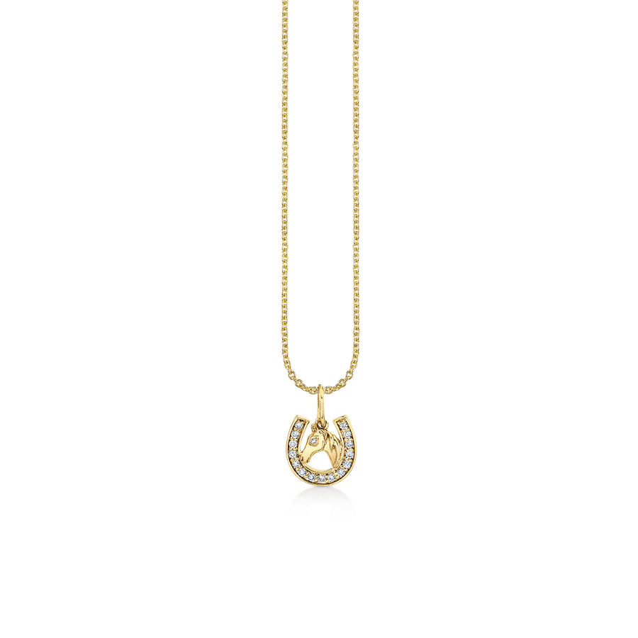 Gold & Diamond Small Horse Horseshoe Charm - Sydney Evan Fine Jewelry