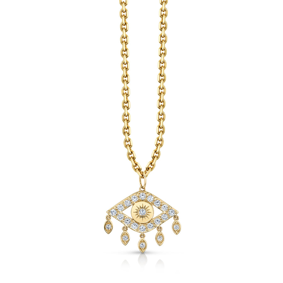 Gold & Diamond Large Evil Eye With Marquise Eye Fringes Charm - Sydney Evan Fine Jewelry