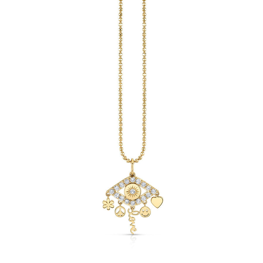 Gold & Diamond Evil Eye Icon Fringes Charm - Sydney Evan Fine Jewelry