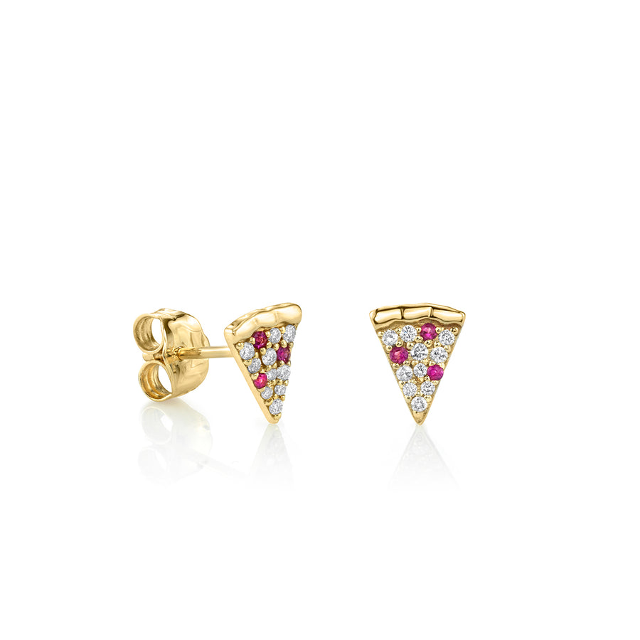 Gold Diamond & Ruby Pizza Slice Stud - Sydney Evan Fine Jewelry