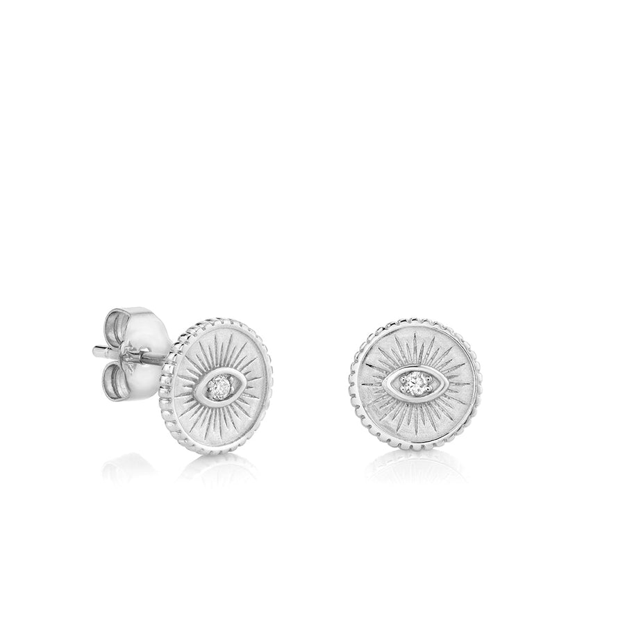 Men's Collection Gold & Diamond Small Marquise Eye Coin Stud - Sydney Evan Fine Jewelry