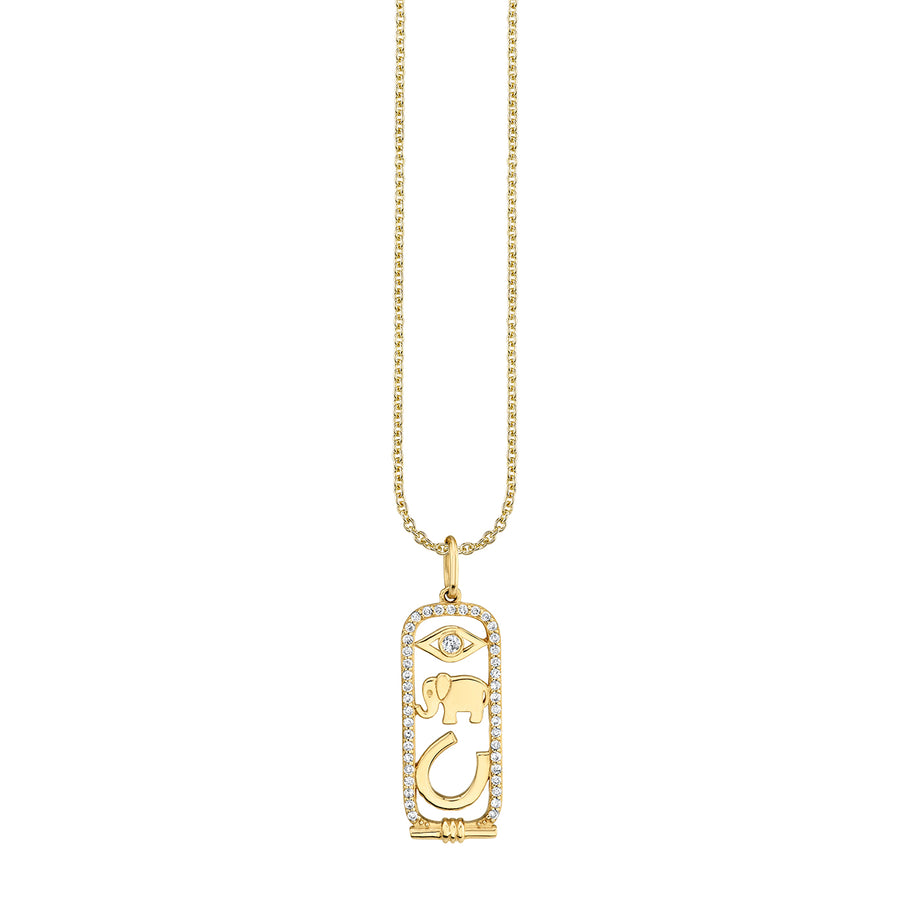 Gold & Diamond Luck & Protection Cartouche Charm - Sydney Evan Fine Jewelry