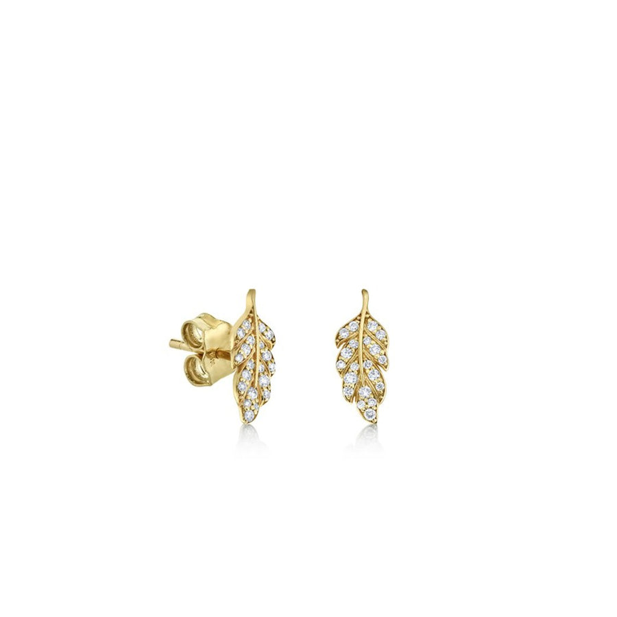 Gold & Diamond Small Feather Stud - Sydney Evan Fine Jewelry